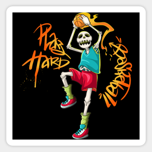 Play Hard Skull Player Basketball Magnet